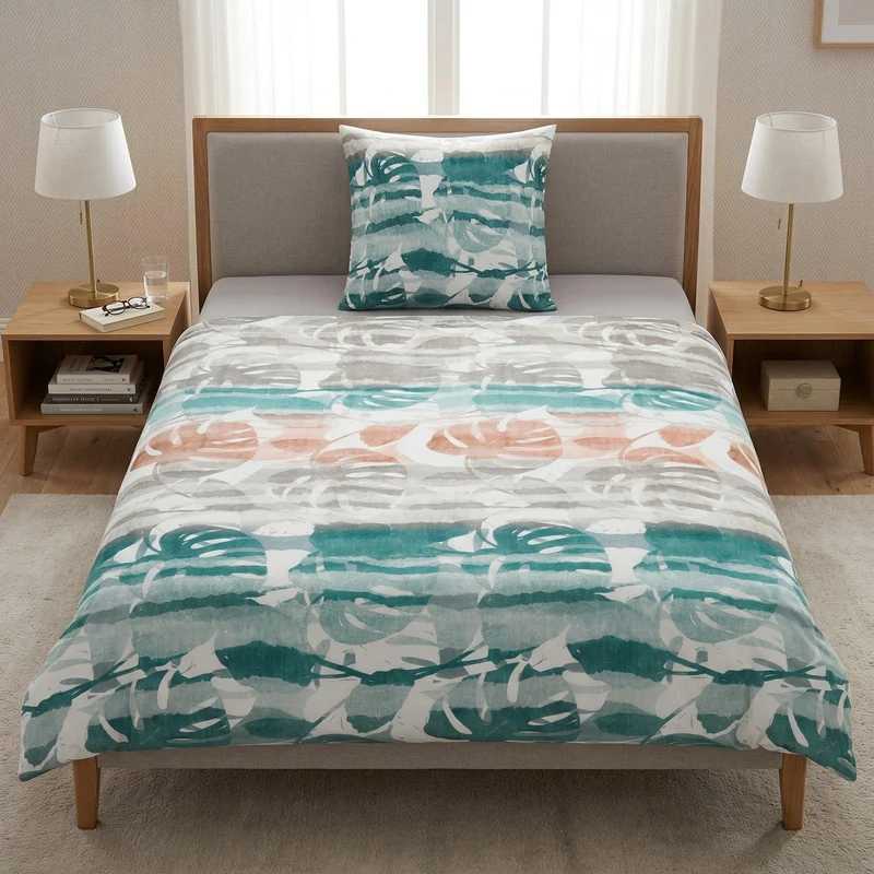 Bettwäsche Satin JILL Aqua 155 x 220 cm und 80 x 80 cm