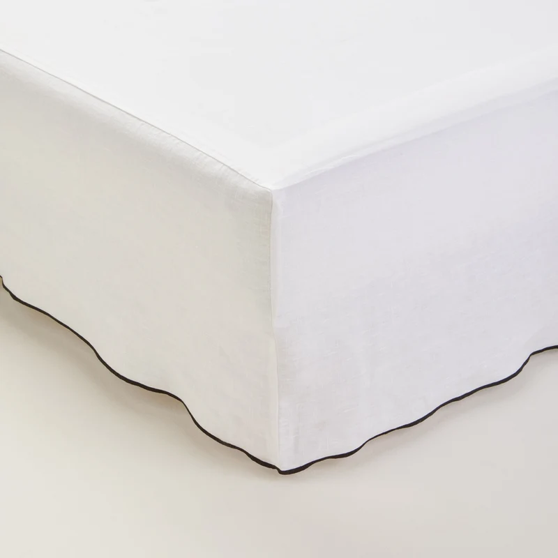 Cache sommier CARLINA blanc pur et bourdon noir