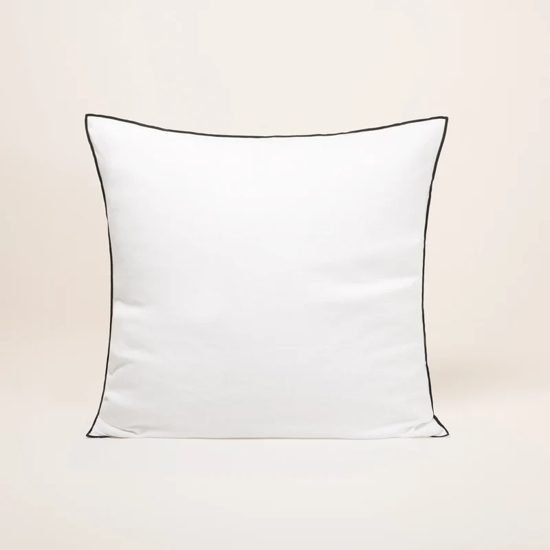 Lot de 2 taies d'oreiller CARLINA blanc pur et bourdon noir