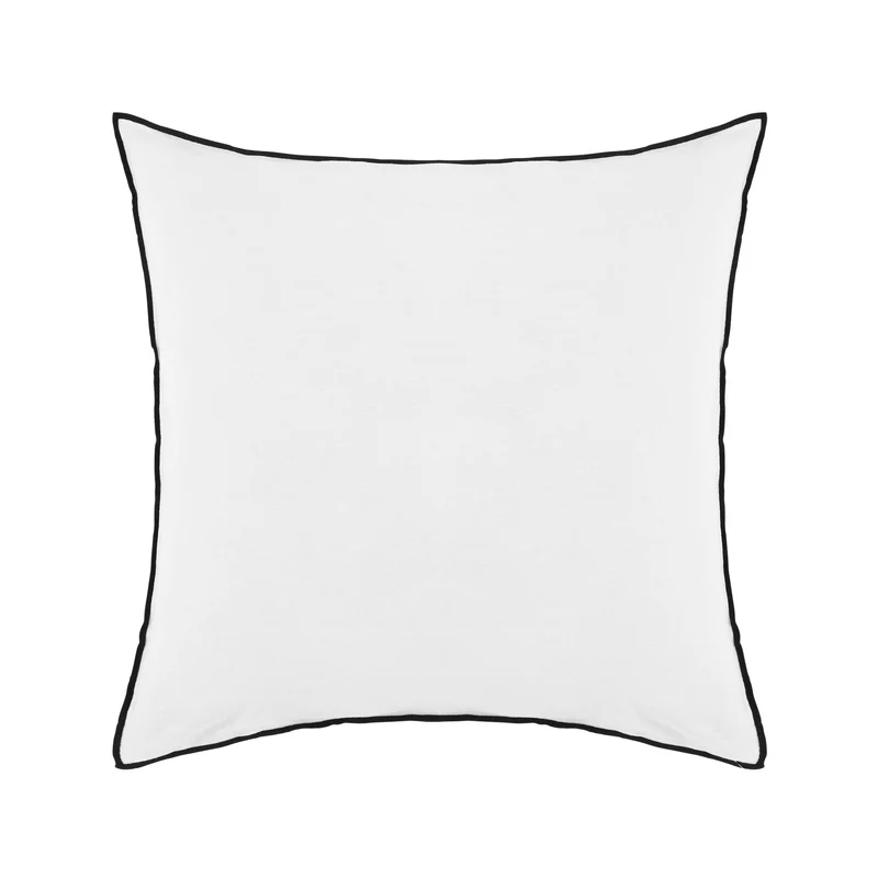 Lot de 2 taies d'oreiller CARLINA blanc pur et bourdon noir