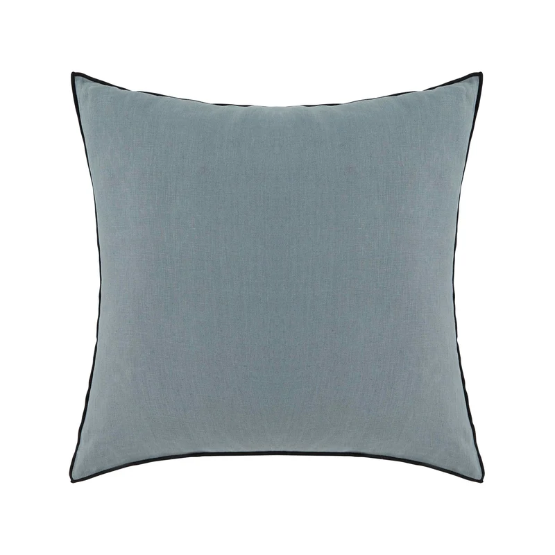 Lot de 2 taies d'oreiller CARLINA vert de gris et bourdon noir