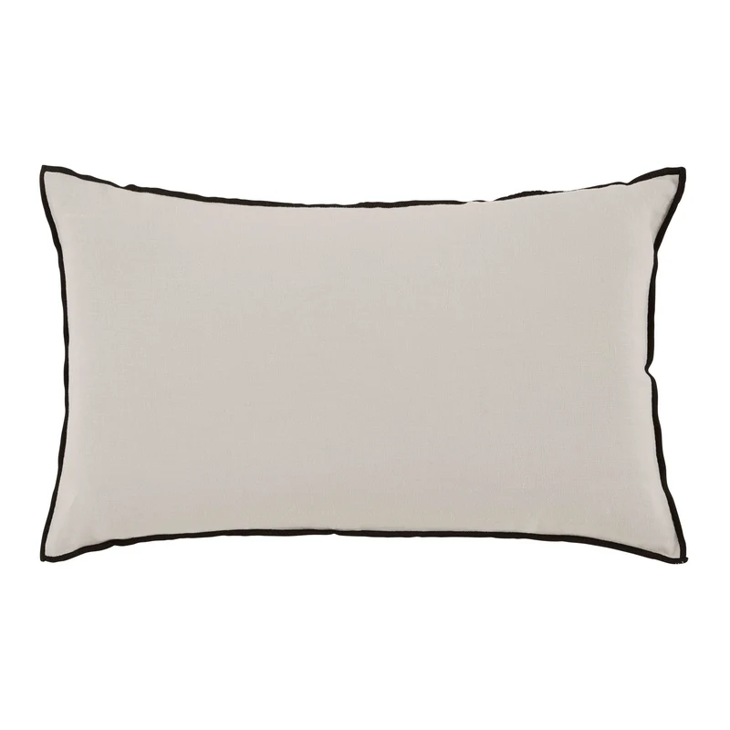 Lot de 2 taies d'oreiller CARLINA calcaire et bourdon noir