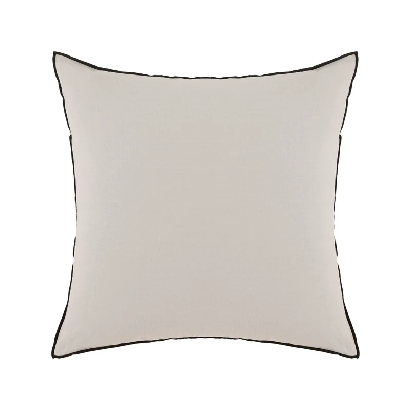 Lot de 2 taies d'oreiller CARLINA calcaire et bourdon noir