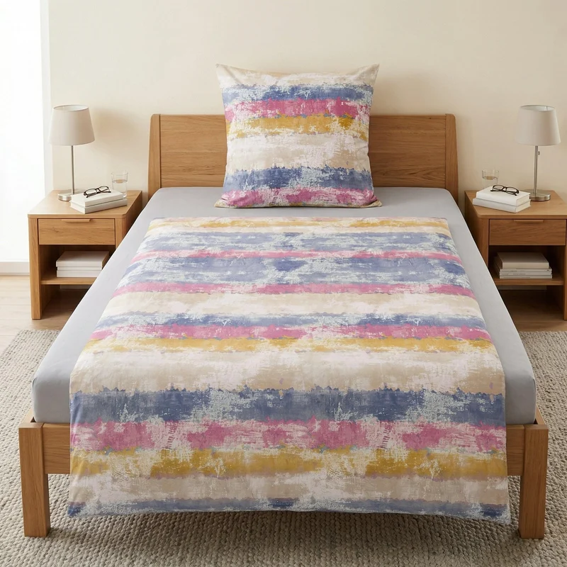 Bettwäsche Satin JARVEN Multicolor 135 x 200 cm und 80 x 80 cm