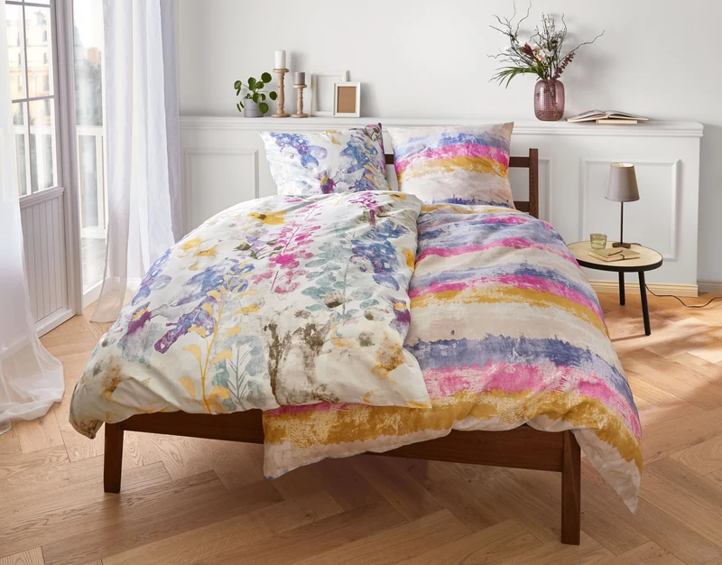 Bettwäsche Satin ALCEA Multicolor 155 x 220 cm und 80 x 80 cm