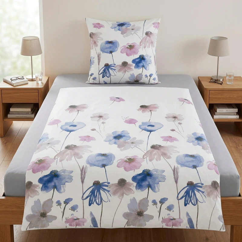 Bettwäsche Satin SVEA Flieder 135 x 200 cm und 80 x 80 cm