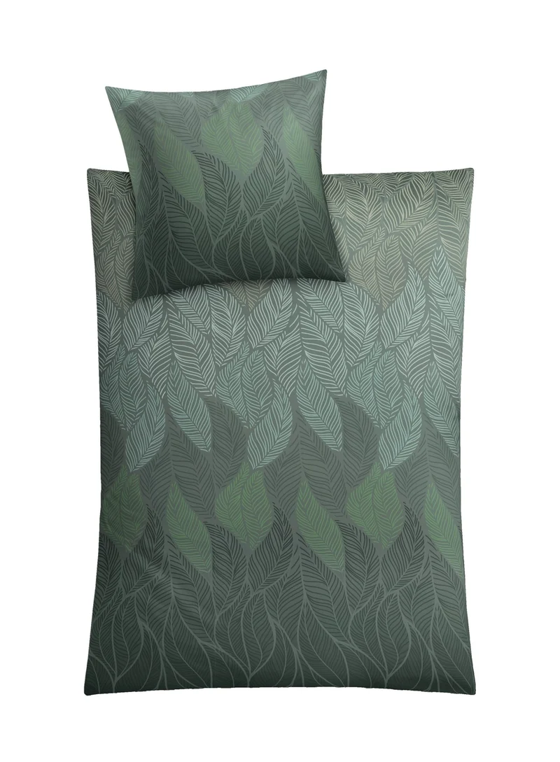 Bettwäsche Satin JAMIRO Tannengrün 155 x 220 cm und 80 x 80 cm