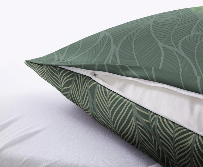 Bettwäsche Satin JAMIRO Tannengrün 135 x 200 cm und 80 x 80 cm