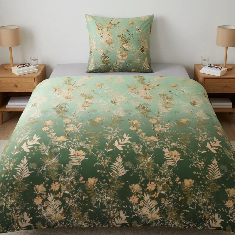 Bettwäsche Satin ZAHRA Pistaziengrün 155 x 220 cm und 80 x 80 cm