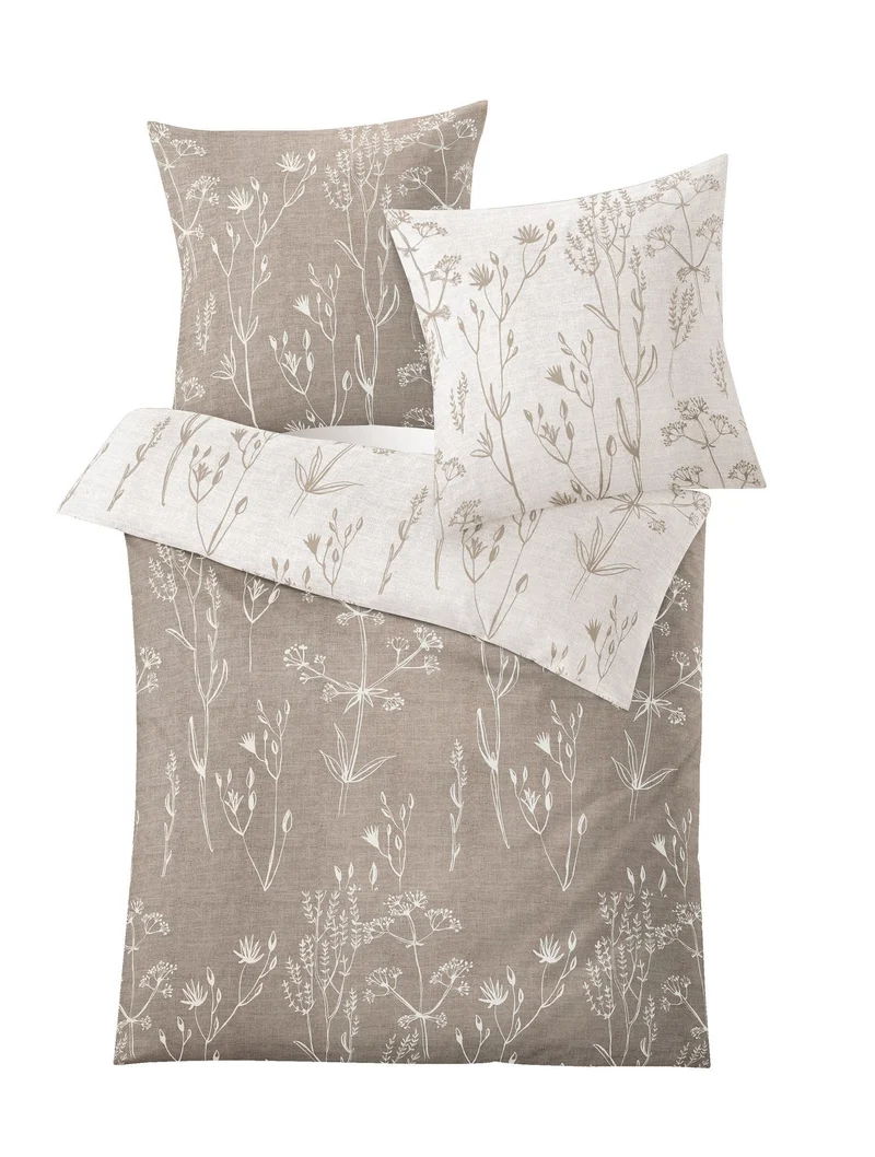 Bettwäsche Satin SAVANNAH Taupe 155 x 220 cm und 80 x 80 cm
