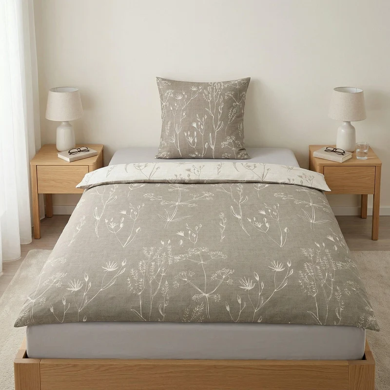 Bettwäsche Satin SAVANNAH Taupe 155 x 220 cm und 80 x 80 cm