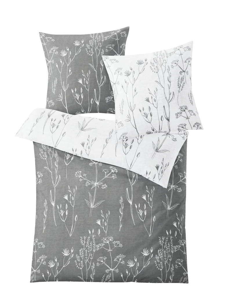 Bettwäsche Satin SAVANNAH Grau 135 x 200 cm und 80 x 80 cm