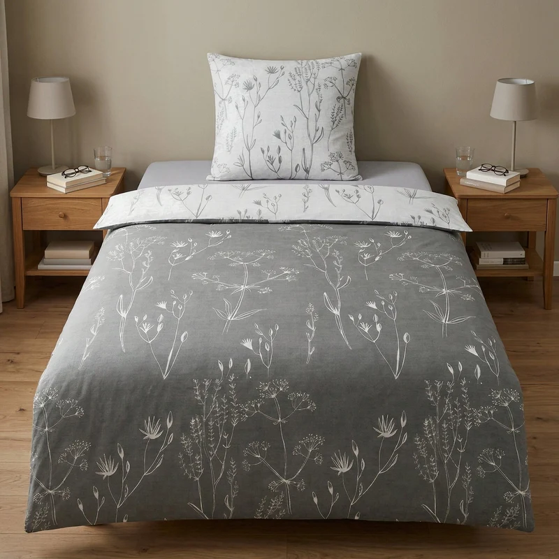 Bettwäsche Satin SAVANNAH Grau 135 x 200 cm und 80 x 80 cm