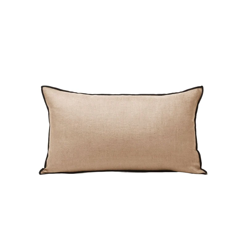 Housse de coussin CARLINA sable et bourdon noir
