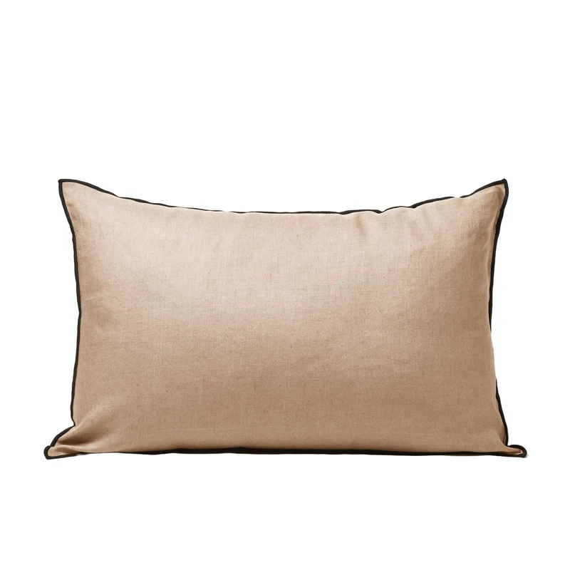 Housse de coussin CARLINA sable et bourdon noir