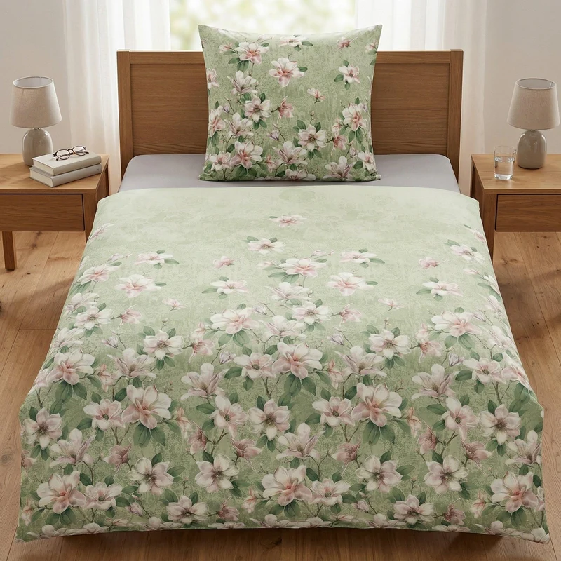 Bettwäsche Satin MAGNOLIA Distel 155 x 220 cm und 80 x 80 cm