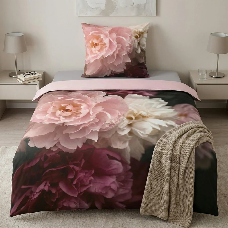 Bettwäsche Satin ROSEMARIE Bordeaux 155 x 220 cm und 80 x 80 cm