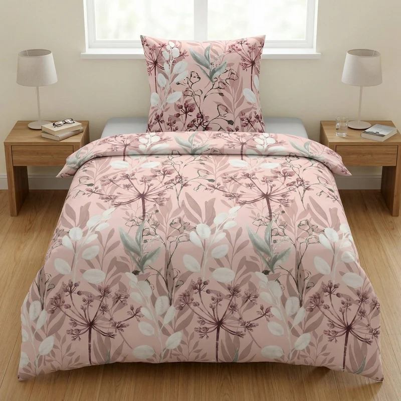 Bettwäsche Satin LUKARDIS Old Rose 155 x 220 cm und 80 x 80 cm