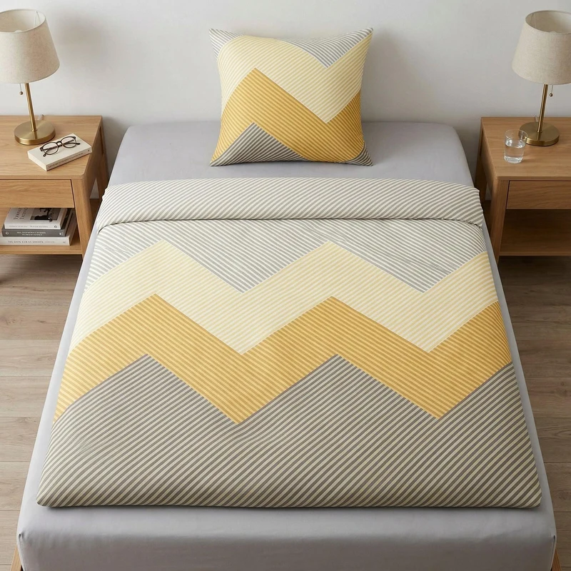 Bettwäsche Satin LYKKE Goldgelb 155 x 220 cm und 80 x 80 cm