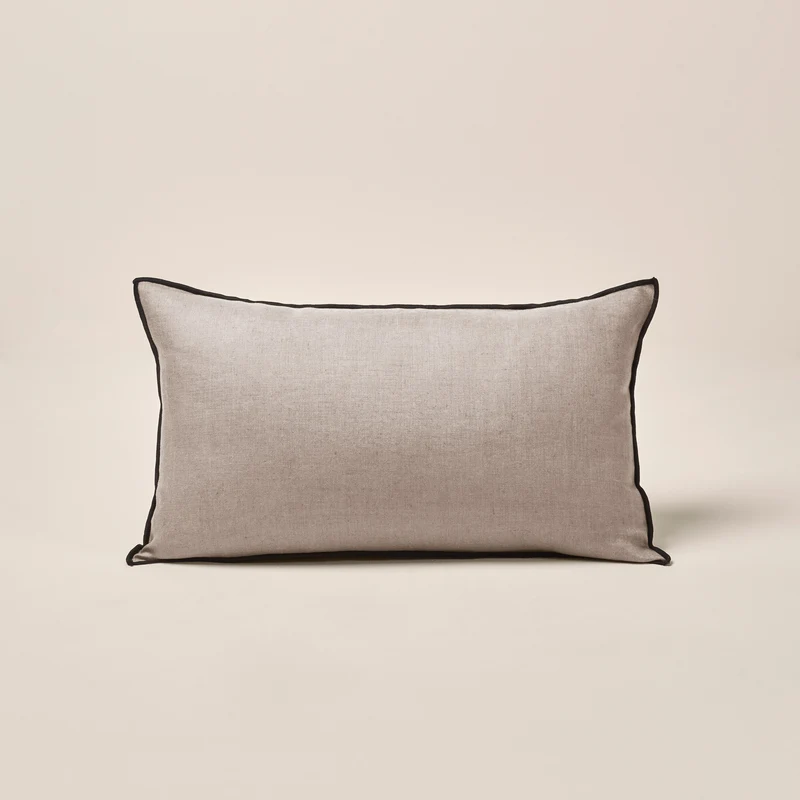 Housse de coussin CARLINA ficelle et bourdon noir