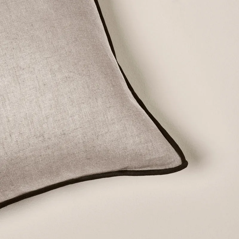 Housse de coussin CARLINA ficelle et bourdon noir