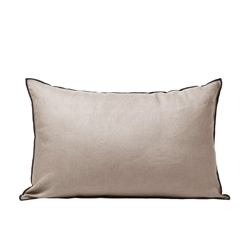Housse de coussin CARLINA ficelle et bourdon noir