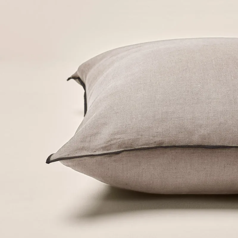 Housse de coussin CARLINA ficelle et bourdon noir