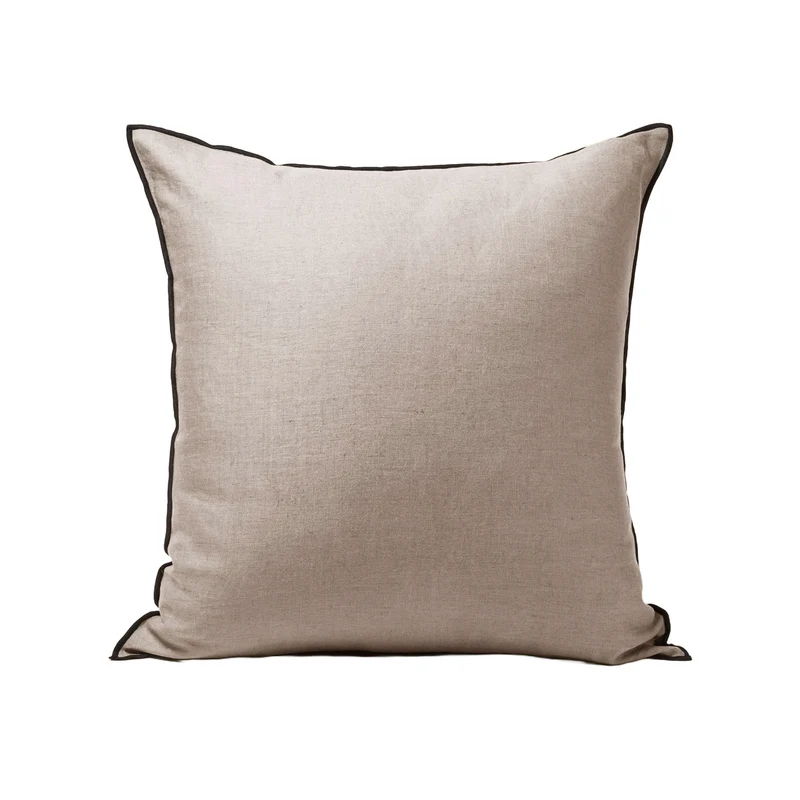 Housse de coussin CARLINA ficelle et bourdon noir