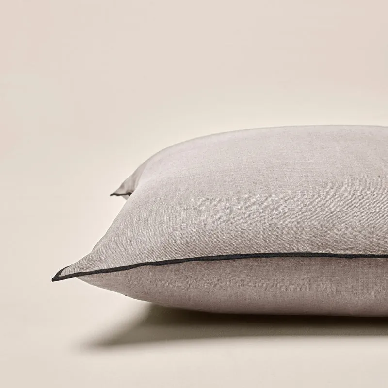 Housse de coussin CARLINA ficelle et bourdon noir