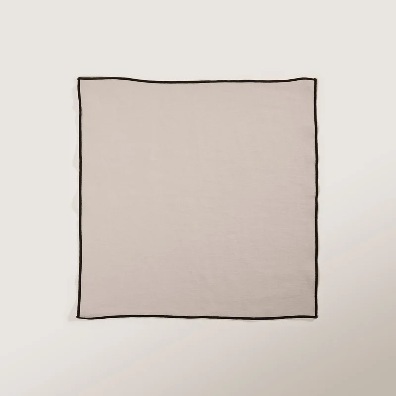 Serviette de table CARLINA ficelle et bourdon noir