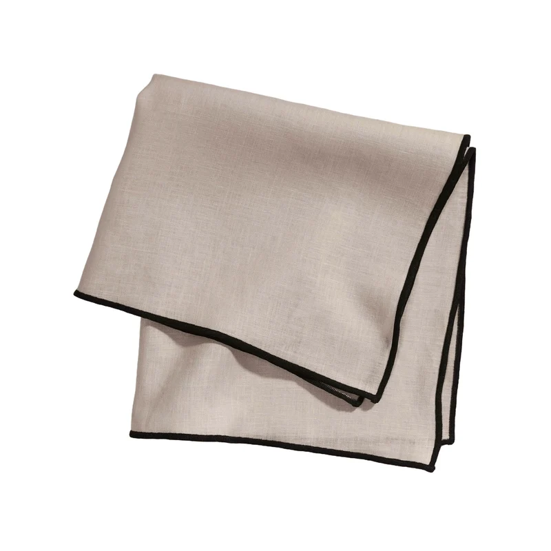 Serviette de table CARLINA ficelle et bourdon noir