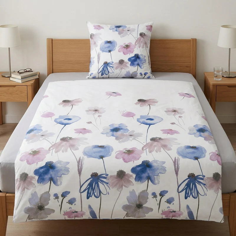Bettwäsche Satin SVEA Flieder 155 x 220 cm und 80 x 80 cm