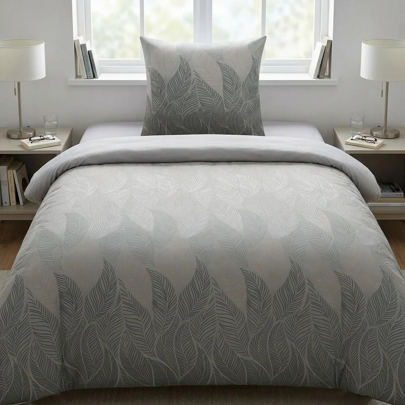 Bettwäsche Satin JAMIRO Grau 155 x 220 cm und 80 x 80 cm