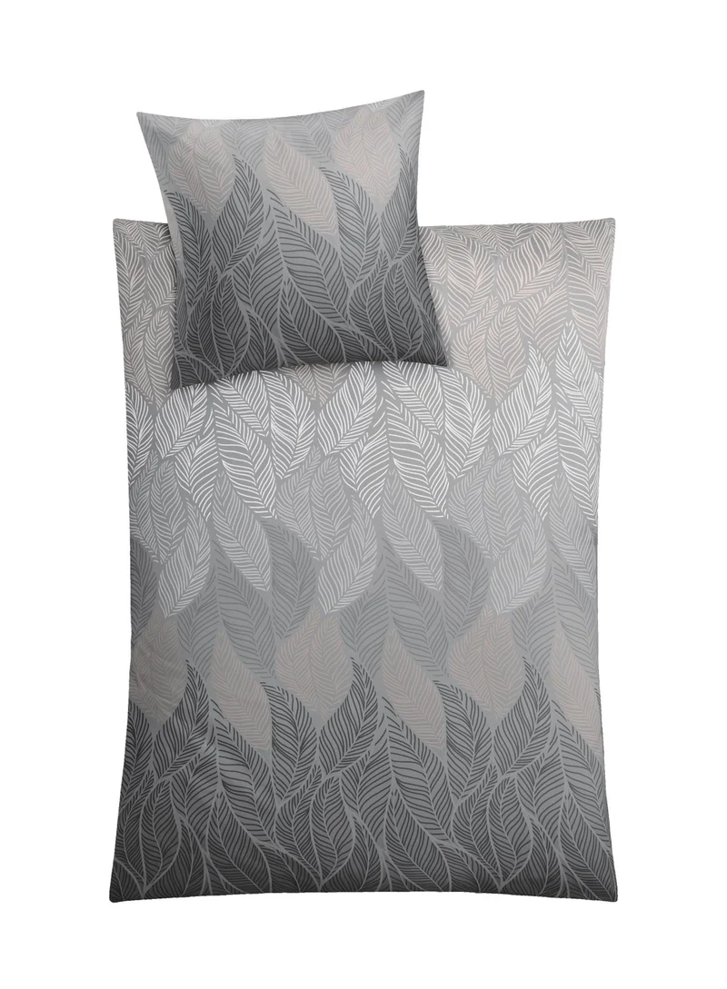 Bettwäsche Satin JAMIRO Grau 135 x 200 cm und 80 x 80 cm