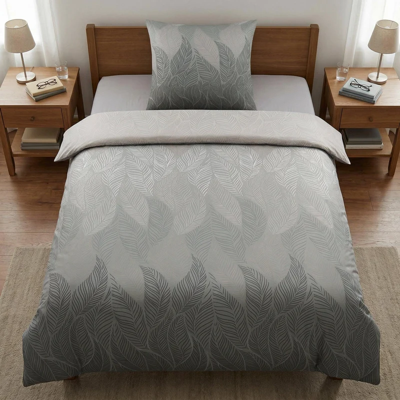 Bettwäsche Satin JAMIRO Grau 135 x 200 cm und 80 x 80 cm