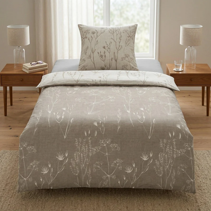 Bettwäsche Satin SAVANNAH Taupe 135 x 200 cm und 80 x 80 cm