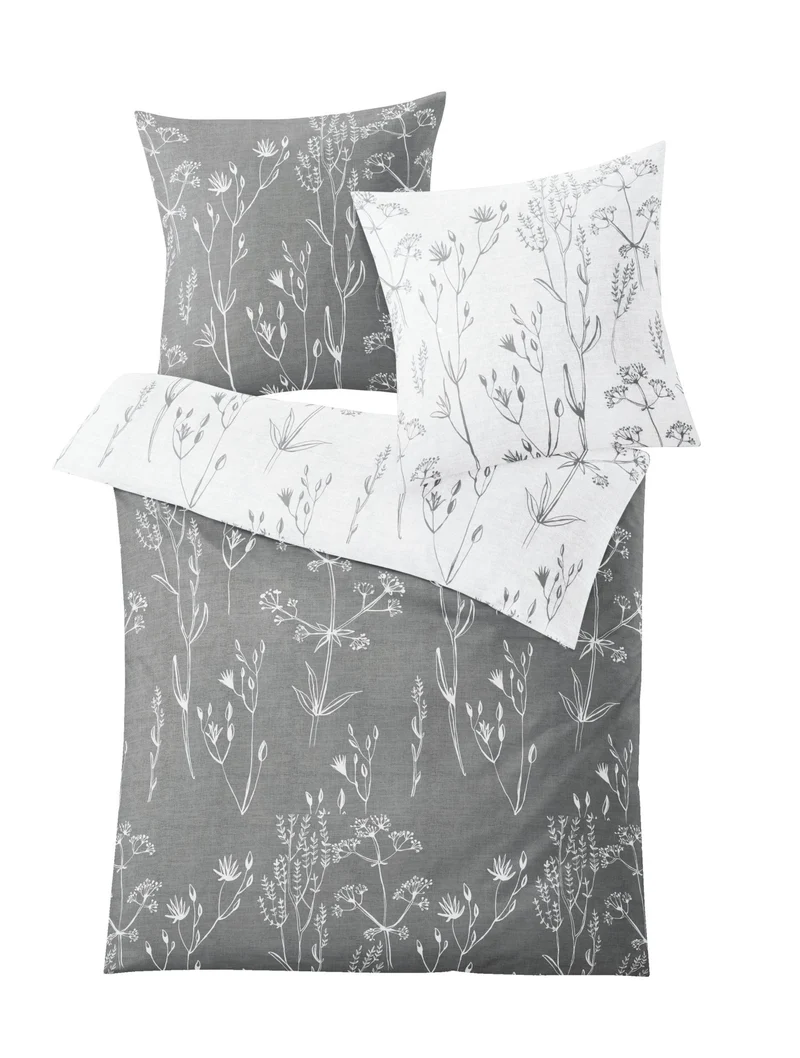 Bettwäsche Satin SAVANNAH Grau 155 x 220 cm und 80 x 80 cm