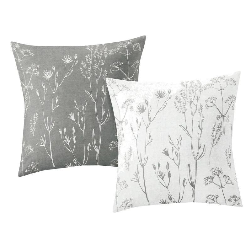 Bettwäsche Satin SAVANNAH Grau 155 x 220 cm und 80 x 80 cm