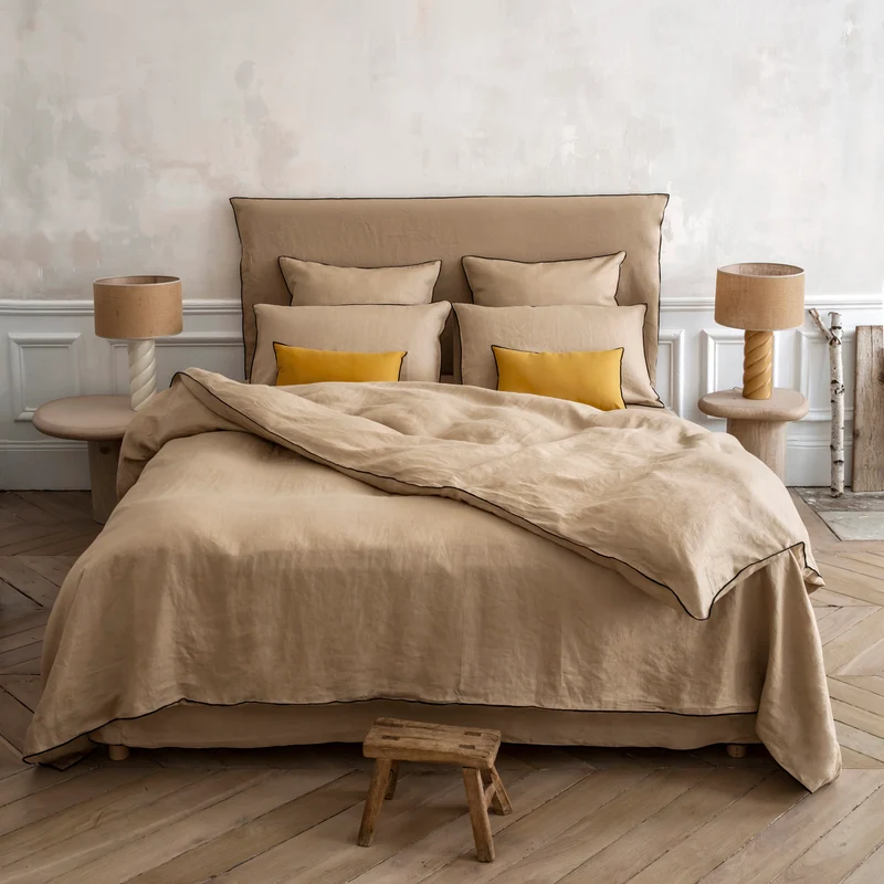 Housse de couette CARLINA sable et bourdon noir