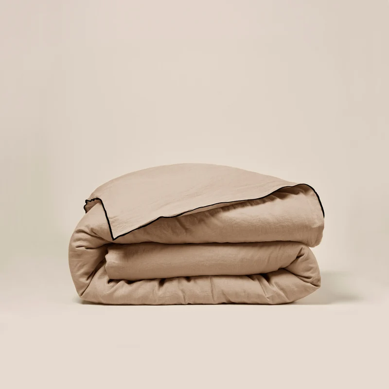 Housse de couette CARLINA sable et bourdon noir