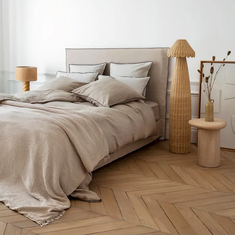 Housse de couette CARLINA ficelle et bourdon noir