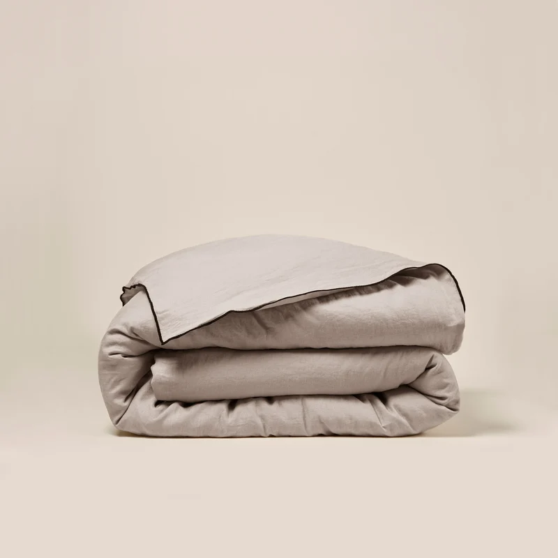 Housse de couette CARLINA ficelle et bourdon noir