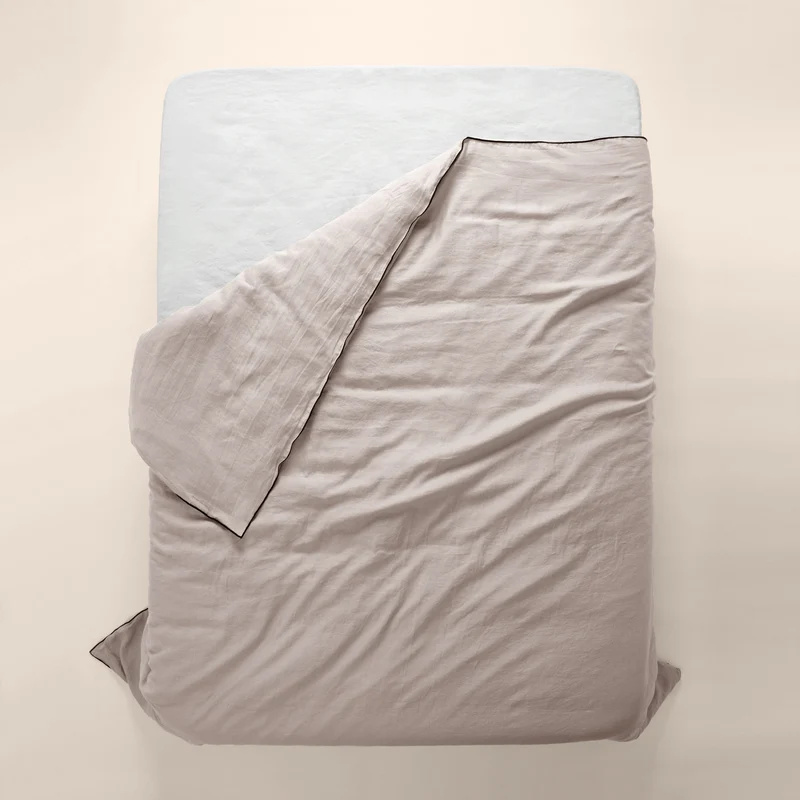 Housse de couette CARLINA ficelle et bourdon noir