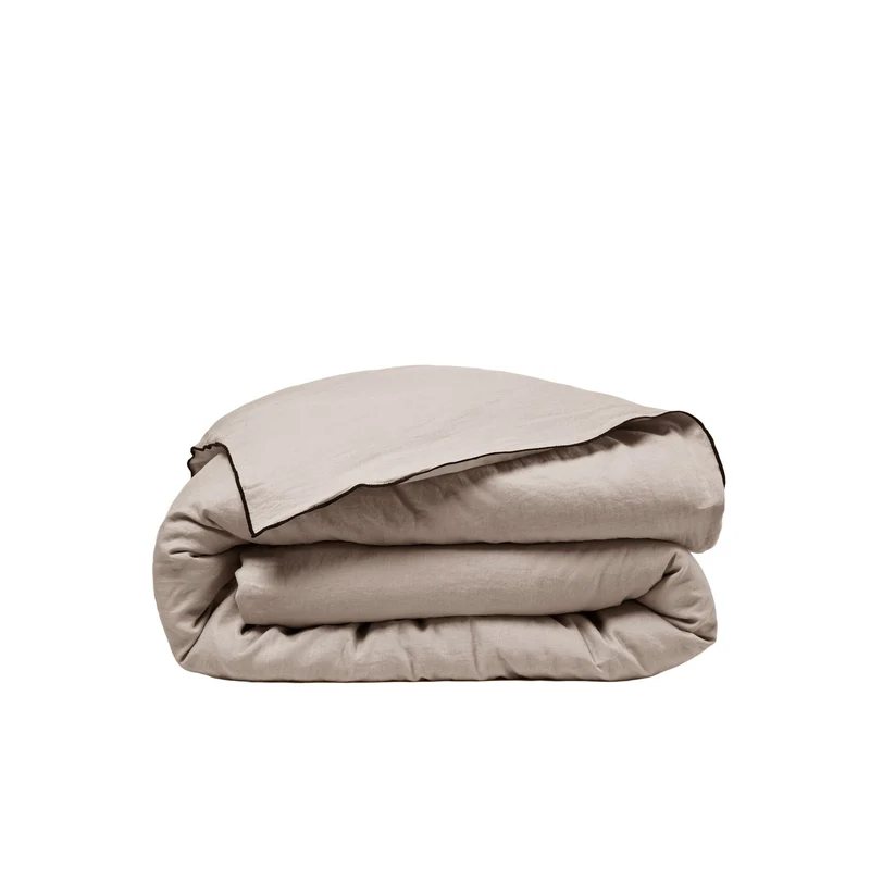 Housse de couette CARLINA ficelle et bourdon noir