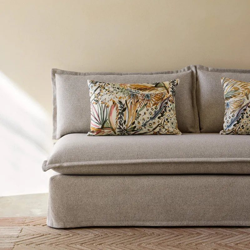 Housse de coussin AQUARELA ivoire et pastel