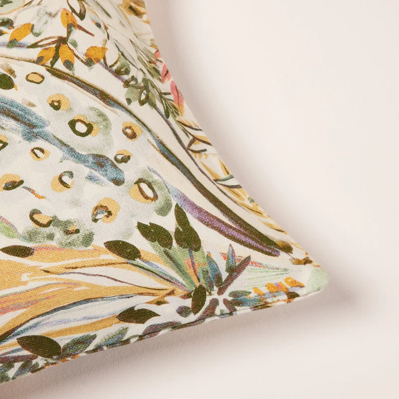 Housse de coussin AQUARELA ivoire et pastel