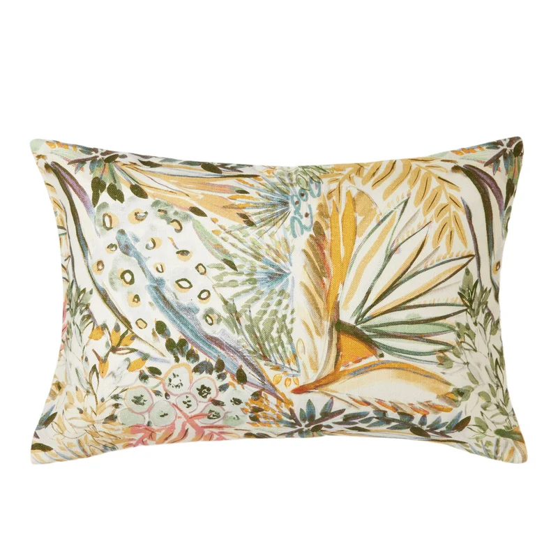 Housse de coussin AQUARELA ivoire et pastel