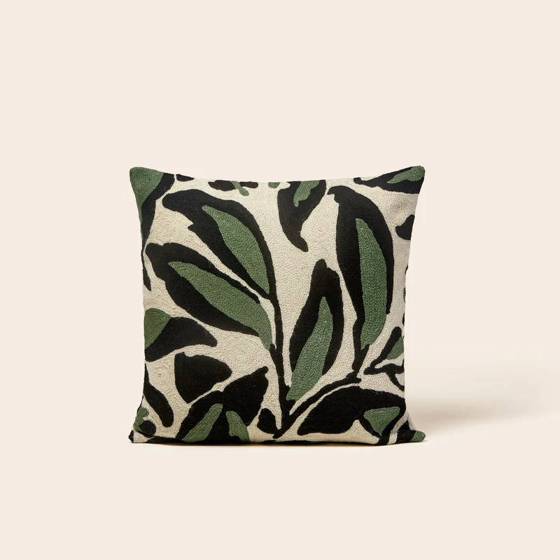 Housse de coussin PHEODORA ivoire et sauge