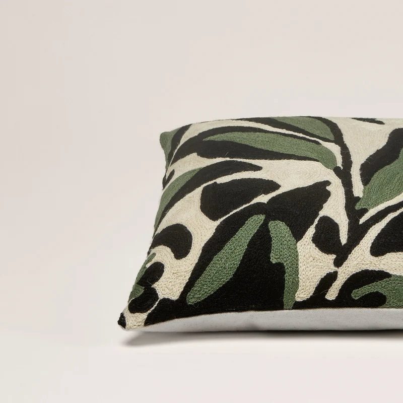 Housse de coussin PHEODORA ivoire et sauge
