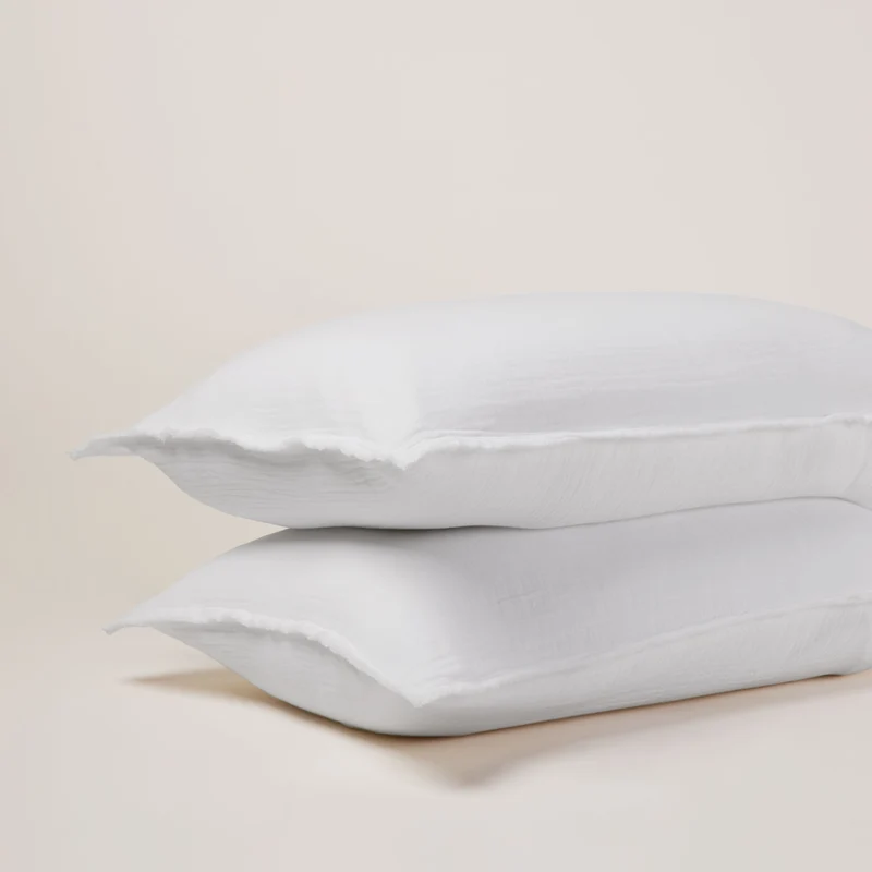 Lot de 2 taies d'oreiller LOU blanc coton